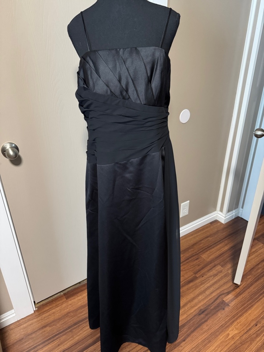 David's Bridal Black Strapless Ruched Waist Evening Gown